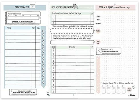 dabelino • Wochenplaner Block • A4 • 100 Blatt (doppelseitig Bedruckt = 200 Seiten) • to Do Liste, Journal und Terminplaner für mehr Motivation und Fokus