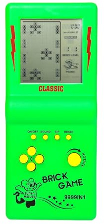 CZT Großbild-Ziegel Spielkonsole klassisches Puzzle eingebaut 23 Spiele Geschwindigkeit/Schwierigkeitsgrad einstellbar mit 2 AA-Batterien (Nicht im Lieferumfang enthalten) (Grün)