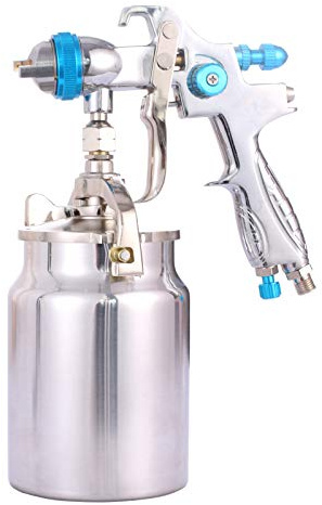BPJOWVIL Professional HVLP Siphon Feed Spray Gun-1000cc Non-drip Paint Cup with Nozzle Tip Size 1.7mm