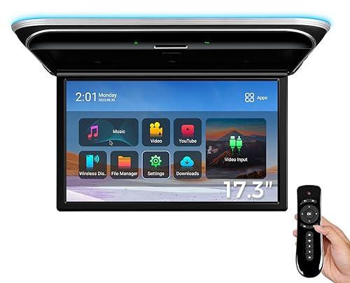 XTRONS 17,3 Zoll Auto Overhead FHD 1080P IPS Bildschirm Octa-Core 2+32 Android Autodach-Multimedia-Player mit hervorragender für Sound und Bildschirmspiegelung HDMI/USB/AV/FM/IR