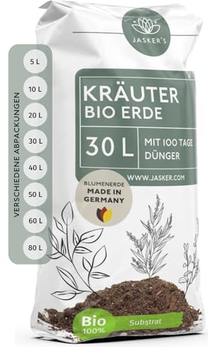 Kräutererde Bio 30 L | Lockere Erde für Kräuterpflanzen Mit Wurzelaktivator | Kräuter Erde Für Aromatische Kräuterpflanzen