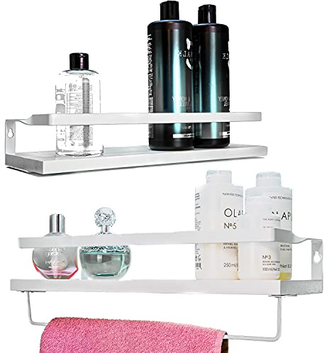 ONYXONE® 2er Set Wandregal Holz aus Kiefer/Küchenregal/Schweberegal/hängeregal/Regalbrett mit Handtuchhalter/Gewürtzregal/Holzregal für Badezimmer, Küche, Schlafzimmer, Wohnzimmer & Dekor