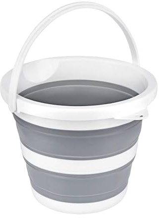Craftend hopfällbar hink 5 L 1,3 gallon liten rengöringshink för hushåll utomhus bil tvätt badkar plast vikbar bärbar camping strand sandvatten kruka platsbesparande rund