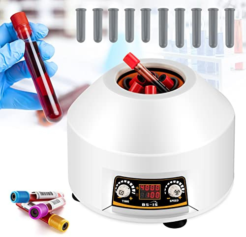 Bonvoisin Centrifugeuse de Laboratoire 15mlx6 avec Affichage LED, 4000 rpm, 1953xg, Durée de 100 minutes, Faible vibration, Compatibilité avec Tubes Vacutainer & Centrifuge de 2 à 15ml | Minuterie de 100 Min, Faibles Vibrations, Compatible avec Les Vacutainers et Tubes de Centrifugation de 2 à 15 ml