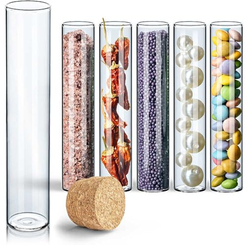Tuuters 25x Glasröhrchen mit Griff-Korken für Gewürze, Vanilleschoten, Zigarren oder zur Hochzeit – aromadicht und kristallklar (100x20)