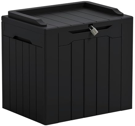 Greesum Outdoor Storage Box 31 Gallon Storage Box with Lid for Patio Furniture, Garden Tools, Pool Supplies, Waterproof and UV Resistant, Lockable, Dark Black