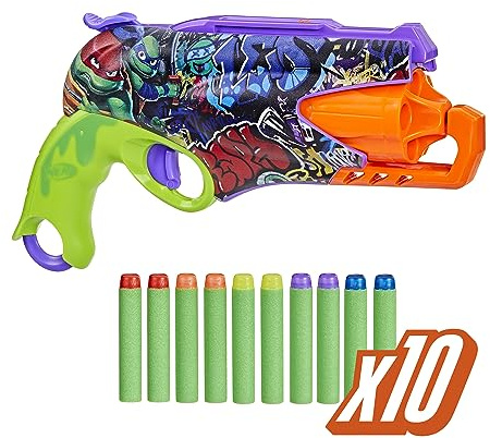 Nerf Teenage Mutant Ninja Turtles Blaster, 10 Elite Darts, Toy Foam Blasters, Ages 8 and Up