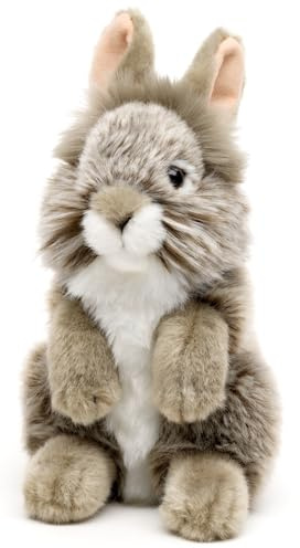 Uni-Toys - Angorakaninchen grau, stehend - 18 cm (Höhe) - Plüsch-Hase, Kaninchen - Plüschtier, Kuscheltier