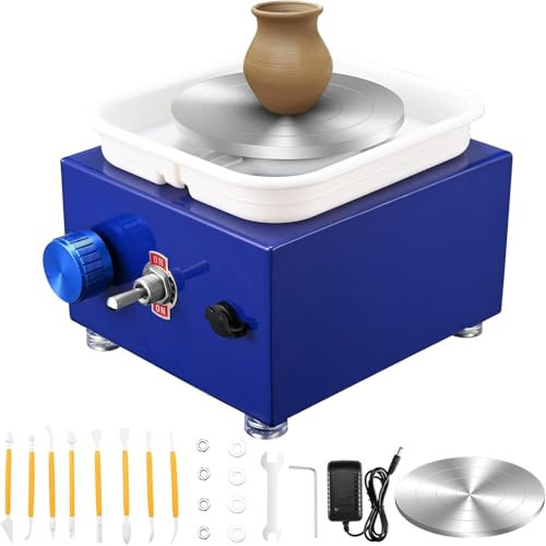 Kotsy Mini Ruota di Ceramica 2000 RPM tornio di vasaio Elettrico Strumenti Artigianali Fai da Te Ceramica Fai da Te, 6,5 cm a 10 cm, Vassoio per Ceramica Argilla（Blu）