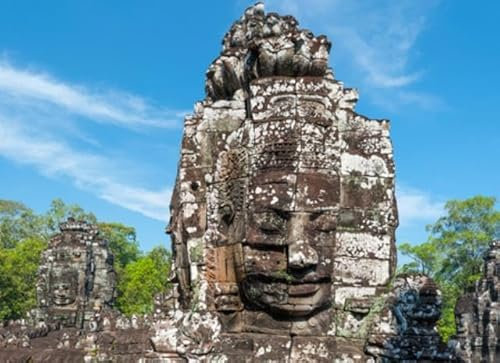 Holz-Bild 100 x 70 cm: Angkor Wat, Kambodscha. Bayon-Tempel im historischen Ort Angkor Thom (29488634)