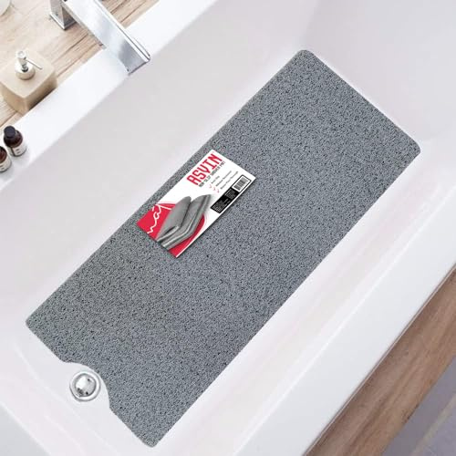 Asvin Anti-Rutsch-Bade- & Duschmatte für Innenbad & nasse Bereiche (40x120cm Grau)