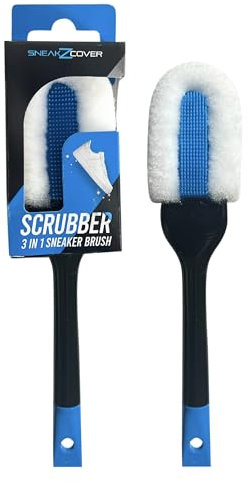 SneakZcover Scrubber 3in1 Sneaker Schuhputzbürste für weiße & dunkle Schuhe (2 Bürsten, 1 Schaber) - Premium Schuhbürste zum Schuhe reinigen - Sneaker Cleaner & Reiniger Bürste zur Schuh Reinigung