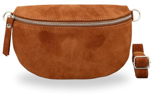 Brise Art SAHEL Suede Bauchtasche Wildleder Handgefertigt Crossbody Bag | Damen Umhängetasche, Echtes Wildleder, Schultertasche mit Ledergurt, 2 Fächer, Wasserabweisend, Made in Italy