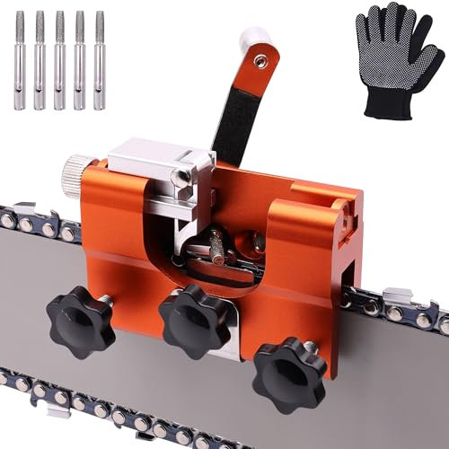 Chainsaw Sharpener, Portable Chain Saw Sharpening Tool Set with 5PCS Carbide Cutter, Chainsaw Chain Sharpening Jig Kits, Quick Sharpening, Suitable for All Kinds of Chain Saws and Electric Saws