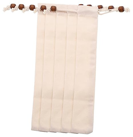 DEARMAMY 5pezzi Sacchetti Porta Posate in Cotone Con Coulisse Custodie Riutilizzabili Per Forchetta Cucchiaio Bacchette Sacchetti Tavola Per Scuola Picnic Campeggio Lavabili e Resistenti