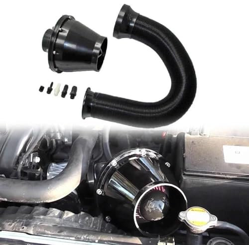 RFSHOP Kfz-Luftansaugrohr Auto Universal 76mm Luftfilter Pilzkopf Air Power Intake Faltenbalg 3 Zoll Filter Auto SUV Flow Kalten Lufteinlass Rohr Reiniger Ansaugfilter (Farbe : Schwarz)