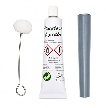 HAF® Pool Reparaturset Poolflickset 3-teilig mit Unterwasser Vinylkleber, Klebefolie und Verteilpinsel zum Abdichten von Schwimmbeckenin sämtlichen Größen