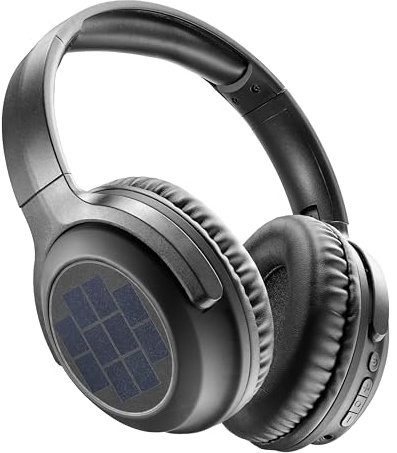 Music Sound - SUNBEAT - Cuffia wireless dotata di pannelli solari - Playtime 40 ore - Archetto morbido regolabile - Doppia modalità di ricarica: cavo USB-C o pannelli solari - Nero