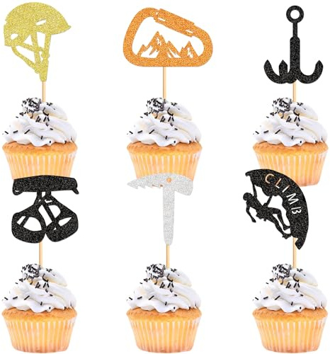 Blumomon 24 Stück Klettern Cupcake Topper Klettern Tortenaufsatz Sport Kuchen Dekoration für Bergsteigen Party Dekoration Sport im Freien Party Dekoration