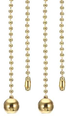 PATIKIL 1M 3.3ft Catena Tiro Ventilatore Soffitto, 2pz Pendenti Sfera Estensori Corda Perline per Interruttore Tiro Ventilatore Luce Lampadario Tavolo, Tonalità Oro