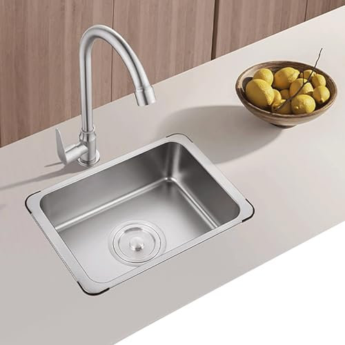35/36/37.5cm Lavabo cucina Piccolo Montaggio Incasso o Superiore, Lavello di Design for Cucina 1 Vasca Lavello da cucina in acciaio inox Bar, balconi, appartamenti,cucine(Silver,37.5*25cm(14.8*9.8))