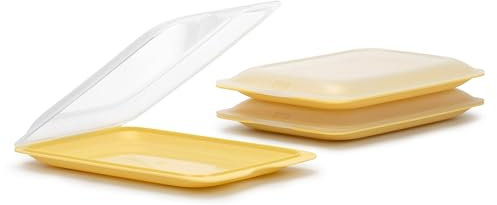 Tatay Porta Embutidos Fresh | Set de 3 Estándar | Tupper Embutido Nevera | Tapa Extraíble, Apilable | Apto Congelador, Microondas y Lavavajillas | Libre de BPA, 17 x 3,2 x 25,2 cm, Color Amarillo