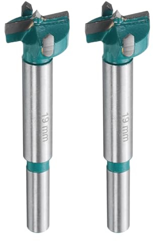 QUARKZMAN Forstnerbohrer 19mm 2stk Runder Griff aus Kohlenstoffstahl, Länge 77mm Universelle und Hochwertige Holzbohrer, Blaugrün