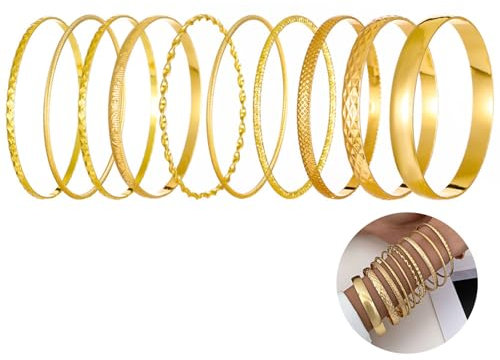 AYNKH 10Pcs Armreif für Frauen, Indisches Armband Set, Bohemia Vintage Einstellbare Stapelbar Armbänder, Armschmuck für Hochzeit Party