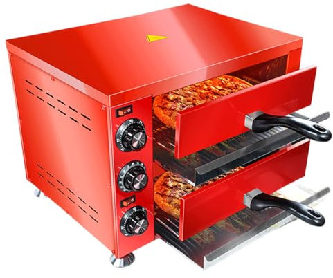 HYQNG Commercial Indoor Pizza Oven, Countertop 2-Layer Electric Pizza Oven 12, Stainless Steel Pizza Cooker with Adjustable Temperature & 60 Minutes Timer, Table Top Pizza Maker for Restaurant Home