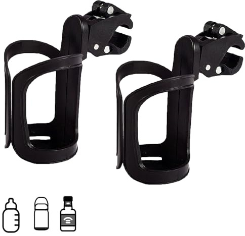 2pcs Stroller Cup Holder - 360 Degrees Rotation, Large Caliber Designed for Walker, Bike, Wheelchair, Scooter
