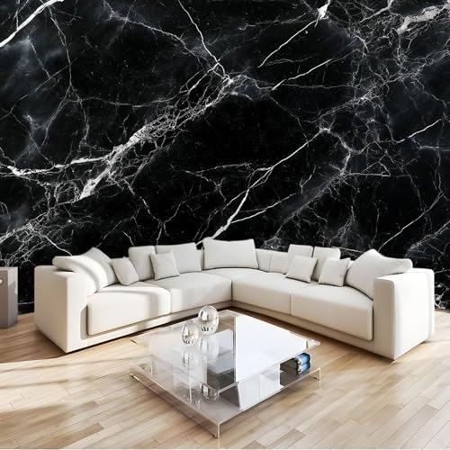 Fototapete Schwarzer Und Weißer Marmor Tapete Wandtapete Wanddeko Design 200x140 cm Mustertapete Wand Dekoration Wohnzimmer Schlafzimmer Büro Flur