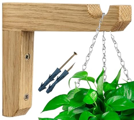 Gancho para colgar plantas, ganchos para plantas de interior para pared | Colgador de plantas de madera,Gancho para plantas en forma de L, soporte interior y exterior para maceteros, linternas,