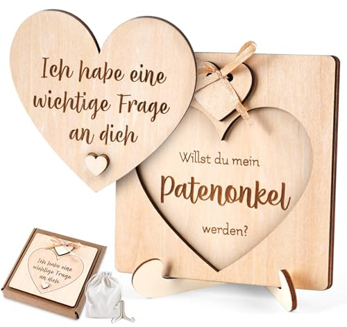 HOUISM Personalisiertes Patenonkel-Geschenk – Willst du mein Patenonkel sein? Karte zur Patenanfrage | Geschenkidee zur Schwangerschaftsverkündung für zukünftige Paten | Taufgeschenk