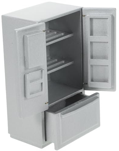 Abaodam Modell mikro kühlschrank Puppenhaus Puppenbett Puppenaufbewahrung Mini-Kühlschrank Miniatur-Hauskühlschrank Mini-Ornamente zum Basteln Küchenminiaturen hölzern Silver