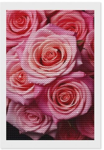 RTFGHJS Elegantes Rosen-Blumen-Diamant-Malset, DIY Leinwand Kunst Dekor mit Bohrstift, Tablett & Wachs, wasserfest, funkelnde Wandkunst, für Heimdekoration, Geburtstage, Weihnachten