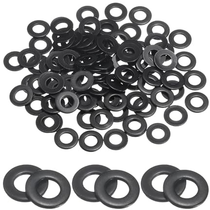 QUARKZMAN 100 Stück M4 Unterlegscheiben, 4,3mm ID x 9mm OD x 0,8mm Dicke, schwarz Verzinkte Edelstahl Beilagscheiben für Schrauben, Muttern, Gewindestange