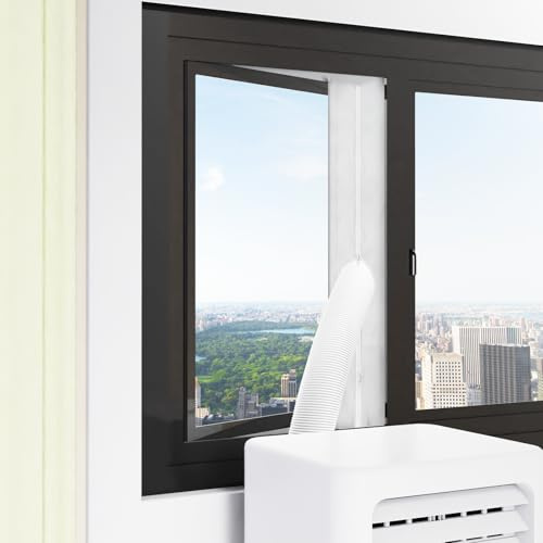 FERRGIA 400cm Klimaanlage Fensterabdichtung für Mobile Klimageräte,Wäschetrockner,Ablufttrockne,Hot Air Stop für Fenster,Double Zip für Dachfenster,Flügelfenster,Einfache Installation,Kein Bohren