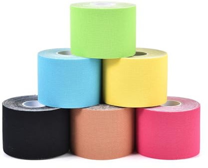 Kinesiology Sports Tape 6 Rolls, Byatuty Waterproof Physio K Tapes for Pain Relief, Athletic Kinesio Tape for Injured Muscle Recovery & Joints Support (Multicolour)