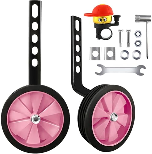 Fahrrad Stützräder Kinder, Stützräder für Kinderfahrräder, Verstellbare Stützräder für Kinderfahrräder, Universell Stützräder für Kinderfahrrad, Stützräder Kinderfahrrad für 12-20 Zoll (Rose)
