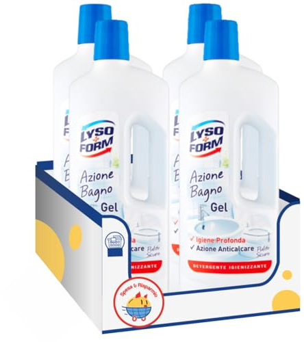 Gel detergente bagno igienizzante 750 ml – Rimuove calcare e batteri – Variazioni 4/8/12 Pezzi (4)