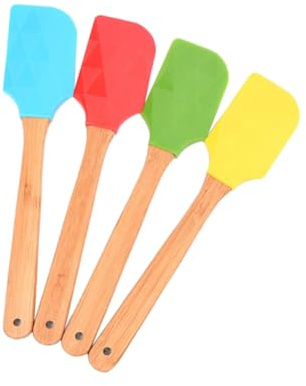 GLEAVI Spatola in Silicone Multifunzione 4 Pezzi in Utensile Raschietto Antiaderente per Dolci Gadget per Preparare Torte e Pancake
