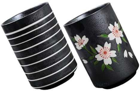 LABRIMP 2pièces Tasse à Thé Céramique Japonaise Mug Rétro Style Vintage Résistant Aux Températures Extrêmes Design Simple Et Lisse Pour Boissons Chaudes Et Froides Maison