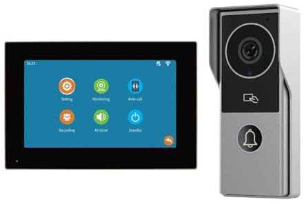 TIEOAXFT Sonnette vidéo WiFi sans Fil 1080P, écran Tactile 10 Pouces, 7 Couleurs, Application Intelligente, Kit d'interphone Domestique for système de contrôle d'accès RFID