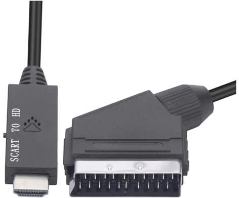 Fangxuee Superior Scart Mâle à HD 1080p Convertisseur Compatible pour des Visuels Améliorés sur HDTV/DVD/PC, 1M