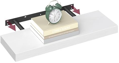 VASAGLE Wandregal, Schweberegal, Regalbrett, 20 x 60 x 3,8 cm | Wandboard für Bilderrahmen, Deko, Regal für Wohnzimmer, Arbeitszimmer, Küche, Schneeweiss, CUSTOS Kollektion LWS026WE01