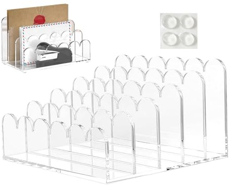 Klar akryl postorganisatör – vertikal förvaringsställ med flera fack, transparent design | Brevhållare för kuvert bokstäver dokument filer anteckningsböcker kontor klassrum organisation