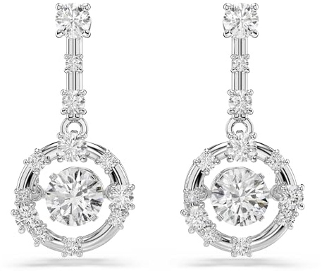 Swarovski Constella droppörhängen, Rundslipade, Danssten, Vit, Rodiumpläterad