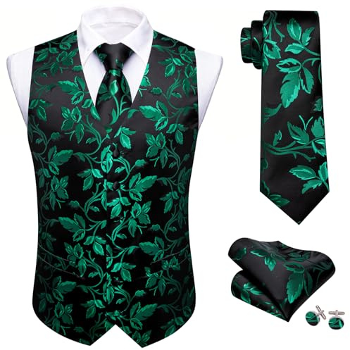 Barry.Wang Cravates en soie pour homme avec mouchoir et boutons de manchette pour mariage et affaires