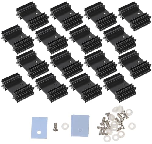 BUGUUYO Set 40 Dissipatori di Calore in Alluminio per Componenti To-220 Kit Isolante e Viti Raffreddamento Passivo per Regolatori di Tensione e Chip Ic Accessori Completi Colore Casuale