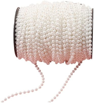 Ghirlanda di perline, nastro, Filo di perle 2 pezzi 5 m 3-8 mm beige bianco(White,6mm)